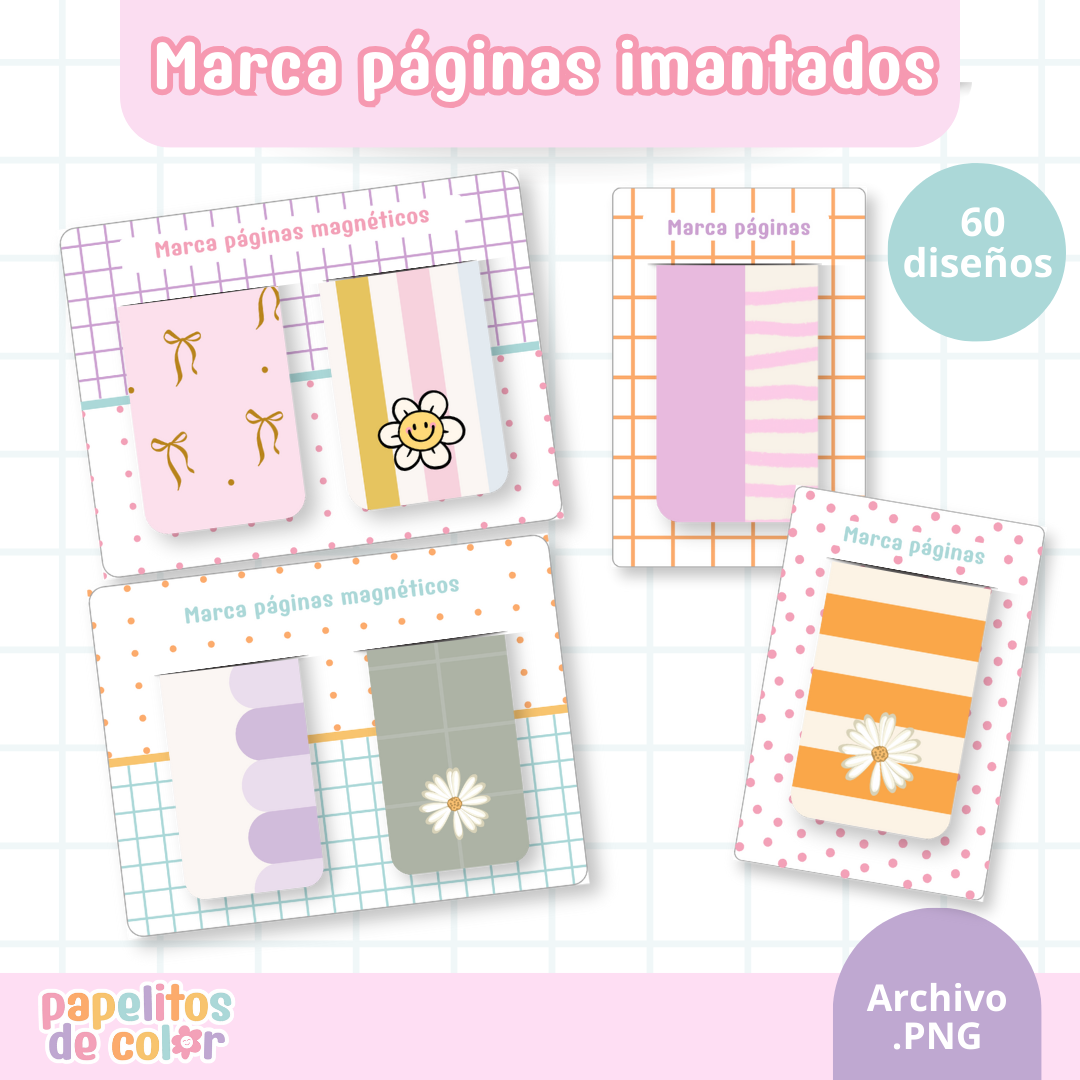 60 Marcapáginas + Bases para Exhibir 💕