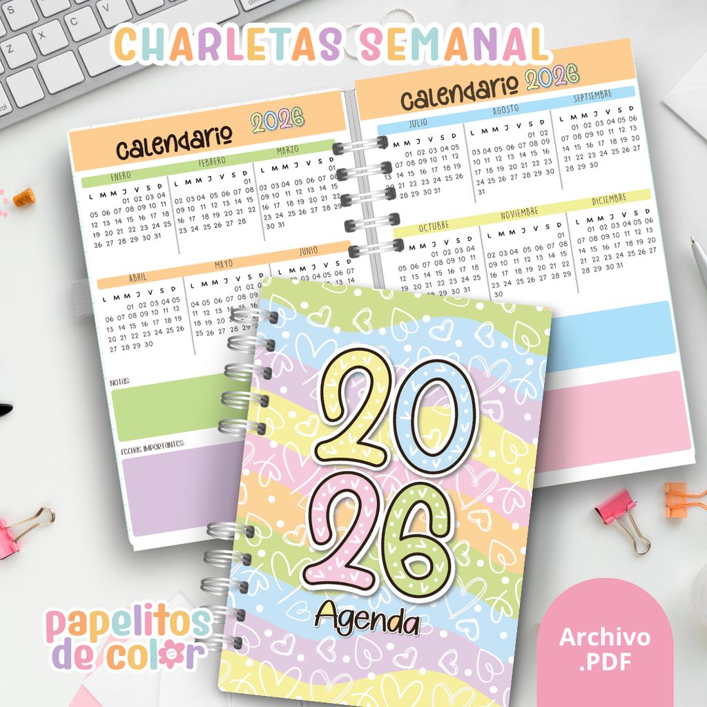 ✨ Agenda Charletas Semanal 2026 💬🩷