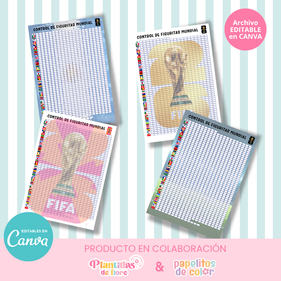 ⚽📋 Control de Figuritas Álbum Panini – Editables en Canva ✨🎨