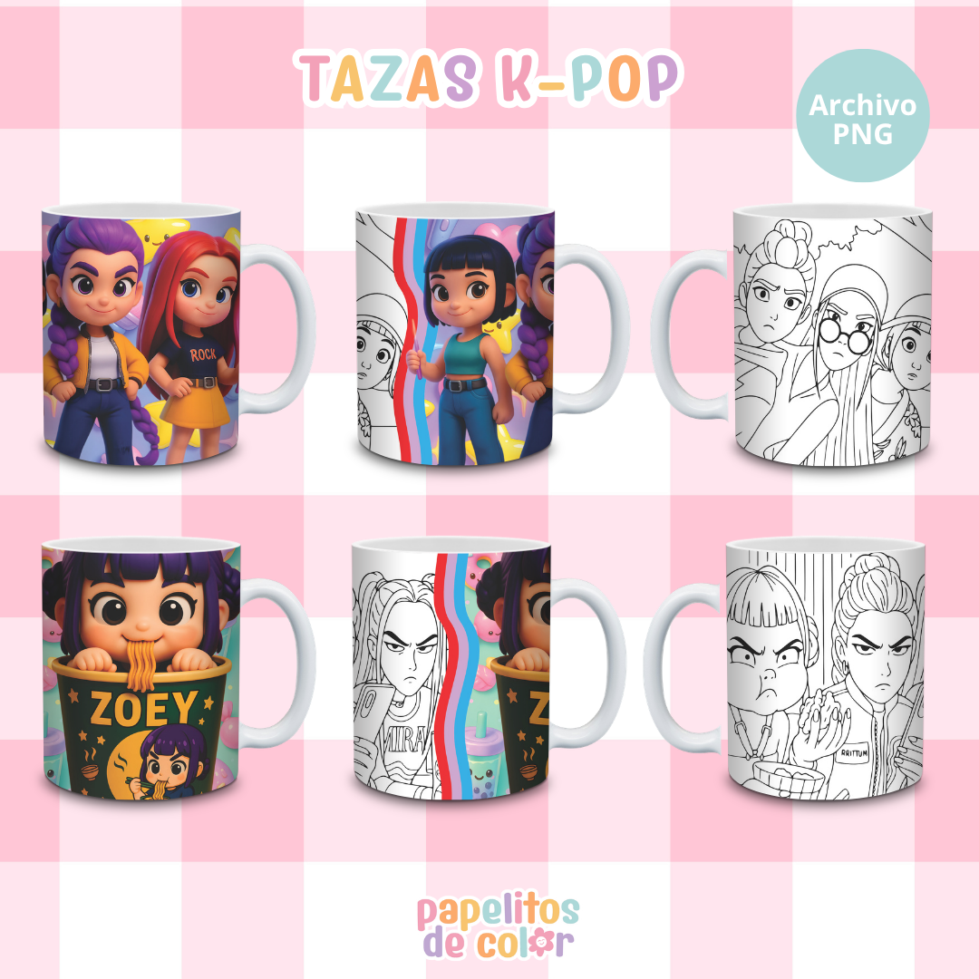 ☕✨ Diseños para Tazas – Guerreras K-Pop Vol. 2 🎀💖
