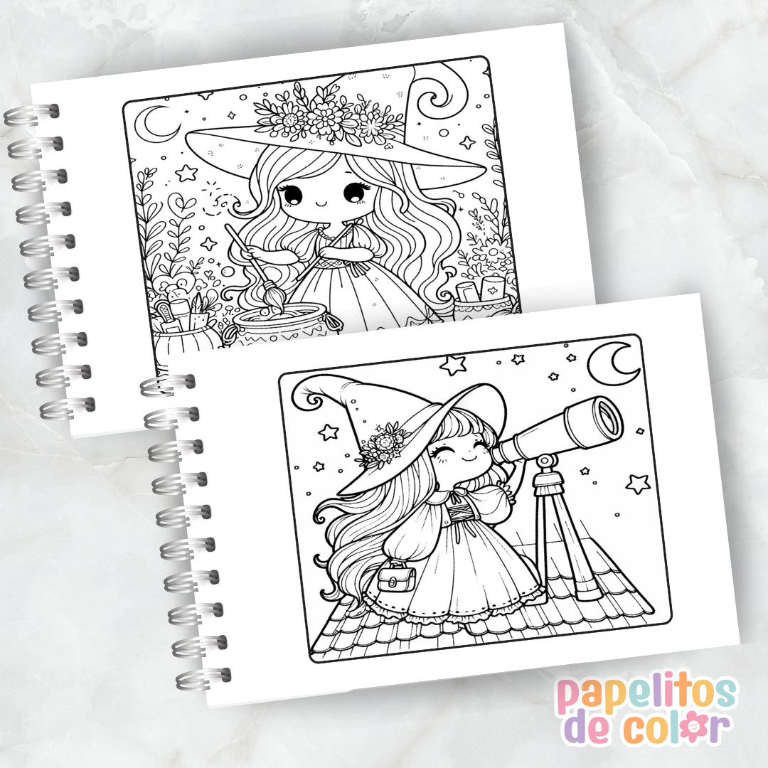 🎨 Libro para Pintar de Brujitas 🧙‍♀️✨