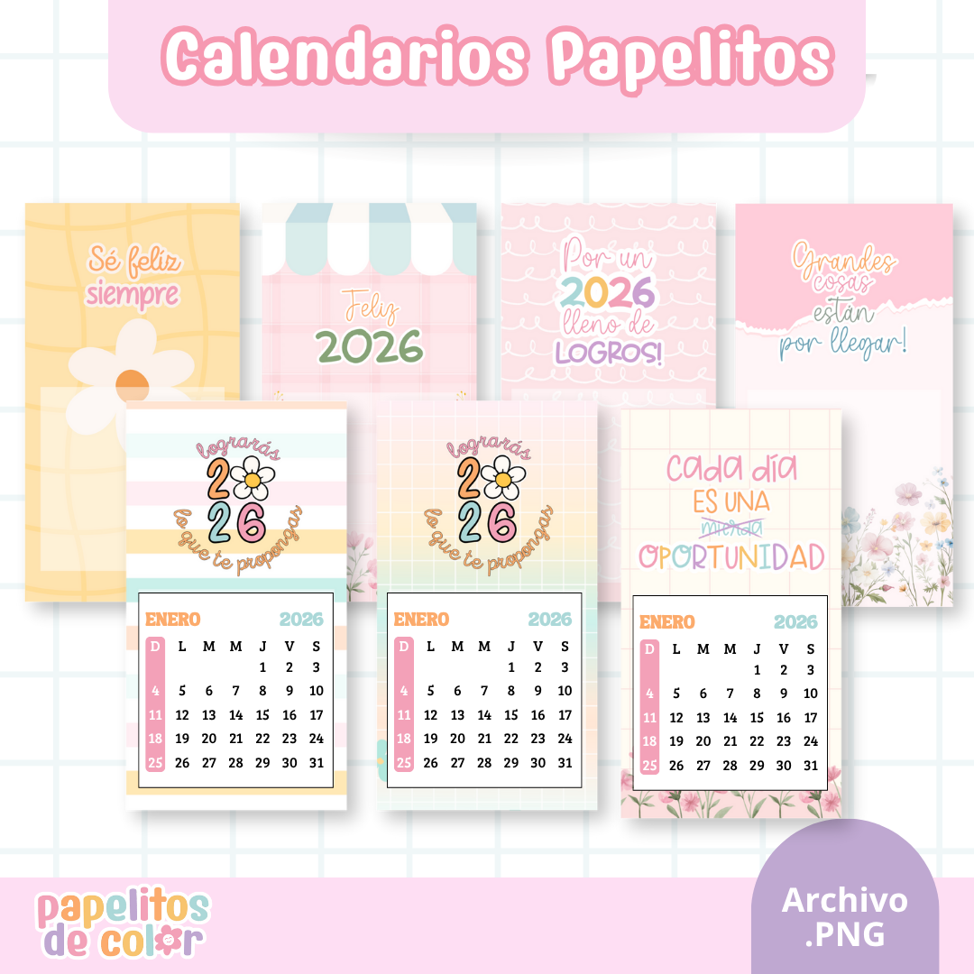 🗓️ Pack Calendarios Mignon 2026 - Papelitos 🌸