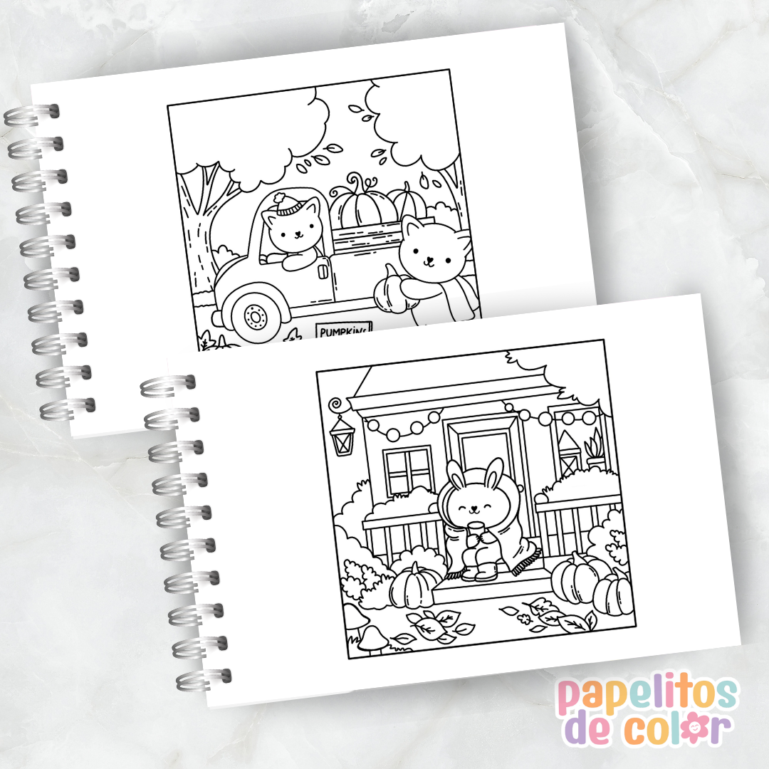 🍁🎨 Libro para Pintar Cute Fall  ✨