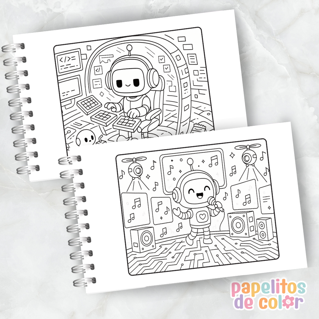 🤖🎶 Libro para pintar Robots ⚙️🎨