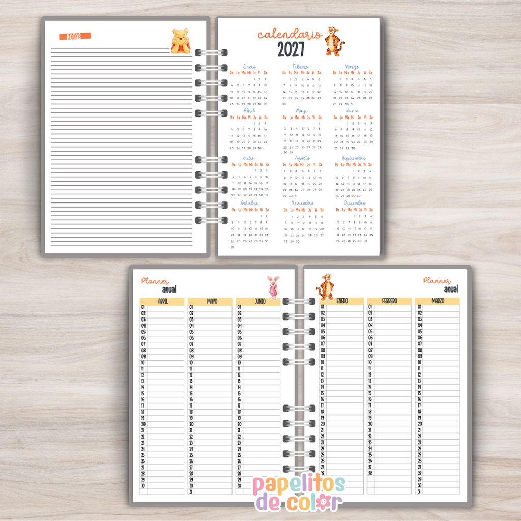 🧸✨ Agenda Pooh - 2 Días por Hoja📖💛