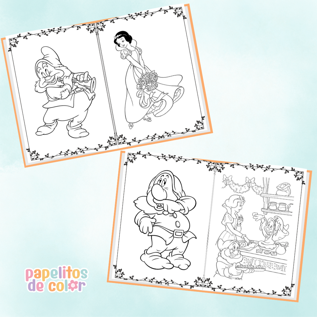 🍎 Libritos para Colorear A6 – Blancanieves (Abrochados)