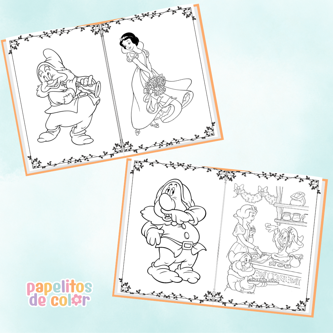 🍎 Libritos para Colorear A6 – Blancanieves (Abrochados)