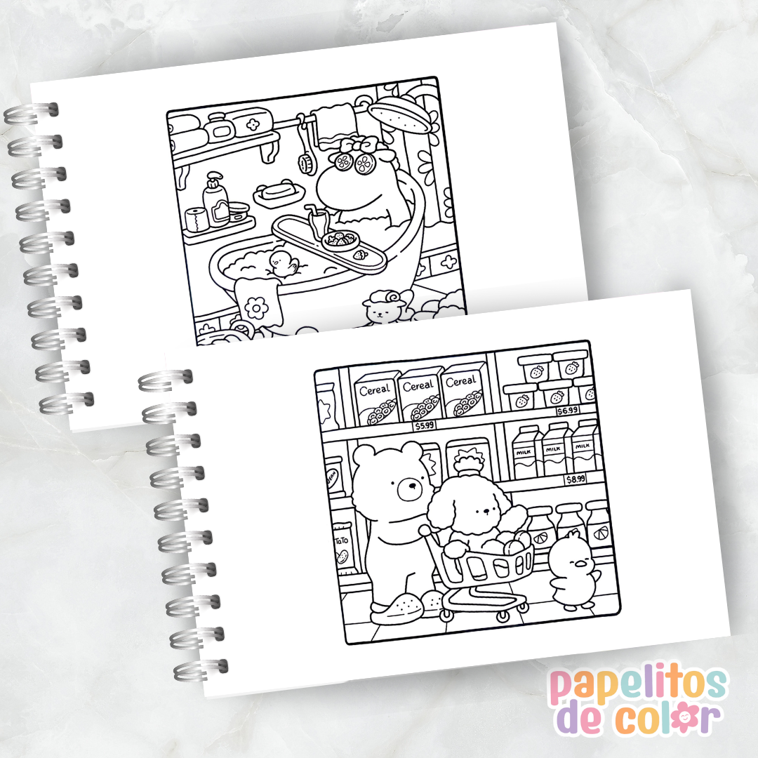 🤎🎨Libro para pintar Cozy Friends 🧸🐾✨