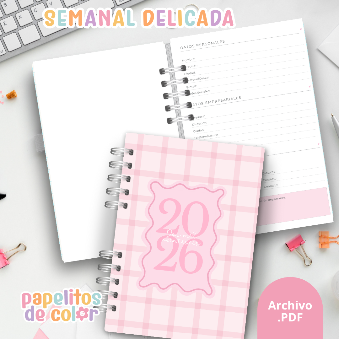 Agenda Semanal 2026 Delicada ✨