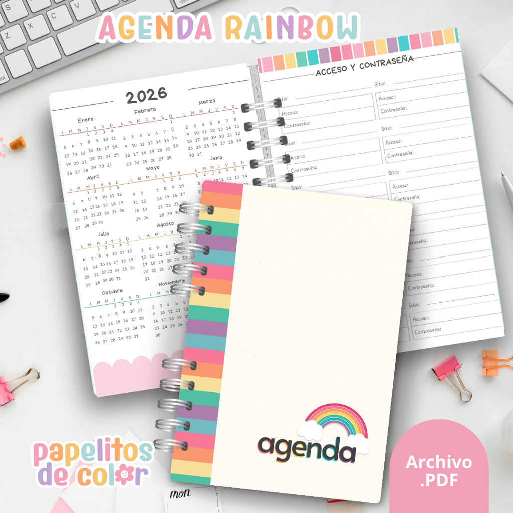 Agenda Rainbow Diaria 2026  🌈📔✨