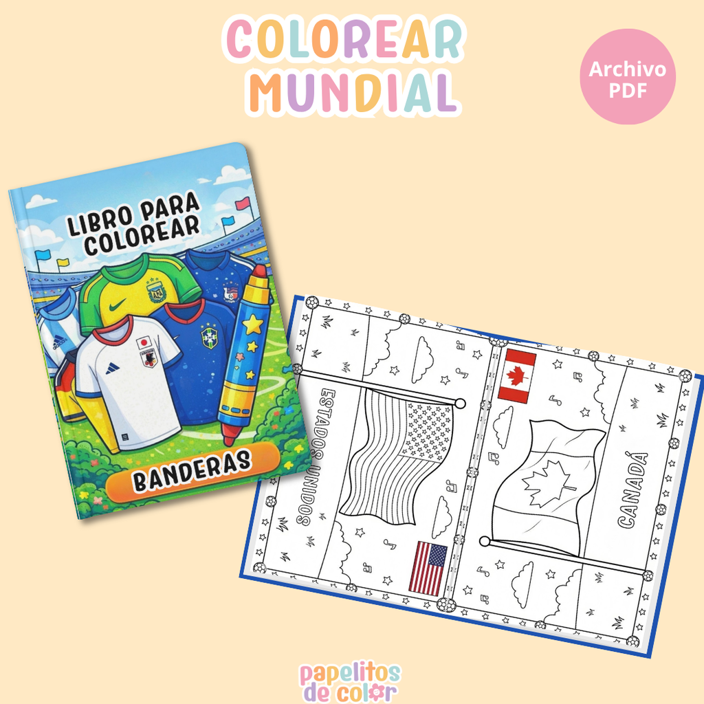 🌍⚽ Libro para Pintar Banderas – Mundial 2026 🎨✨