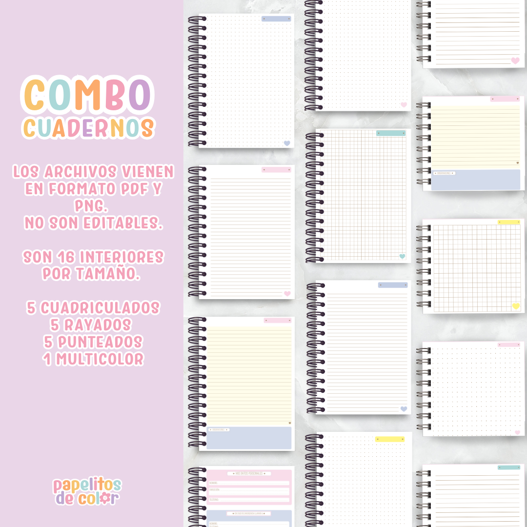Super Combo Cuadernos – Interiores + Tapas✨📚