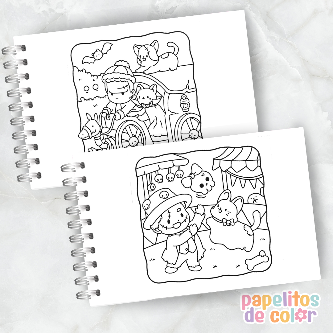 🎃🐱 Libro para Pintar Meowlloween ✨