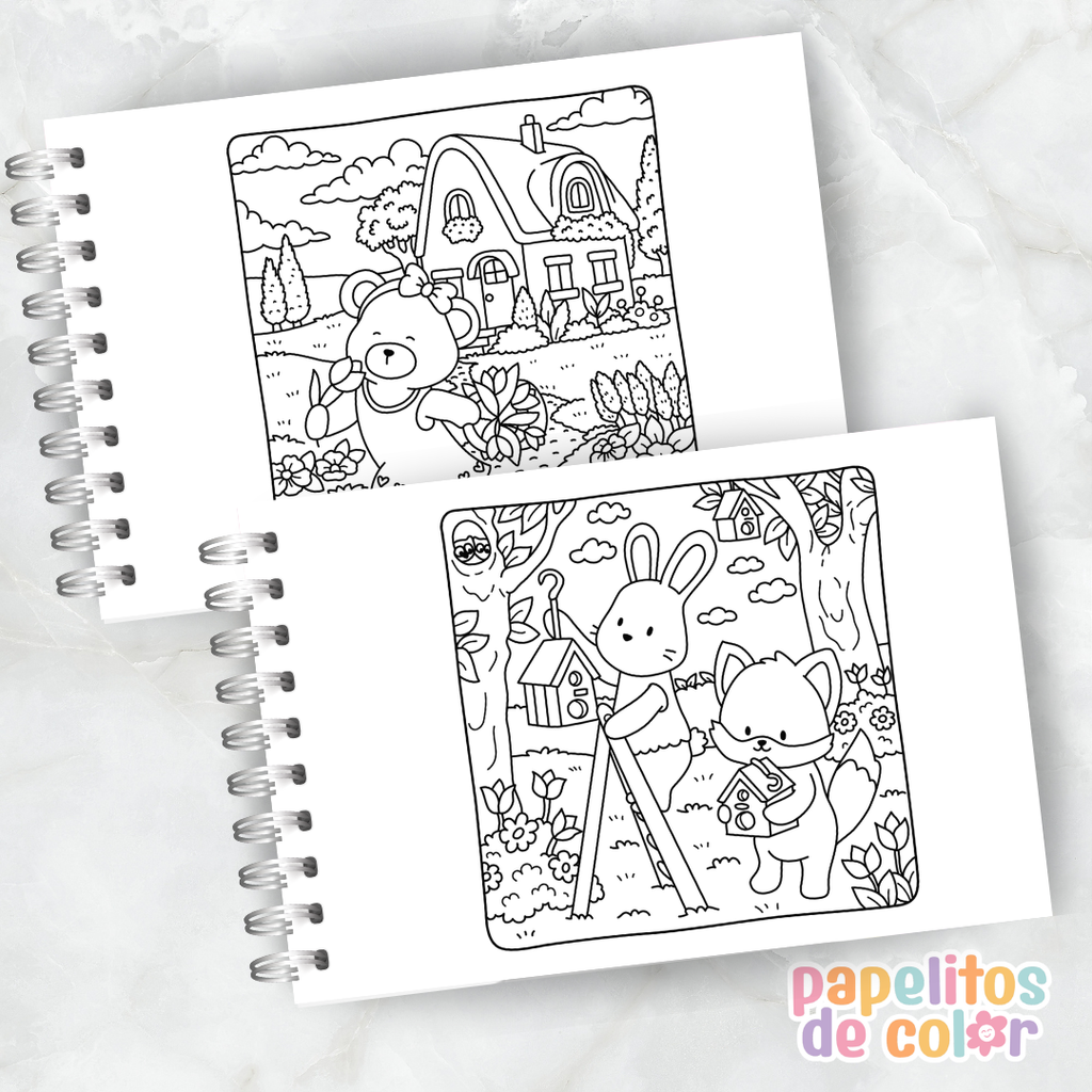 🏡🐻  Libro para Pintar Cottage Friends 🌿🎨