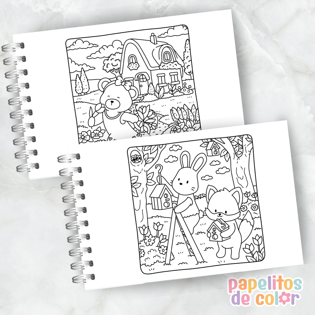 🏡🐻  Libro para Pintar Cottage Friends 🌿🎨