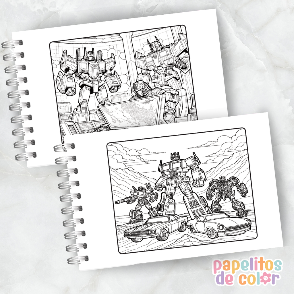 🤖🎶 Libro para pintar Transformers ⚡🎨