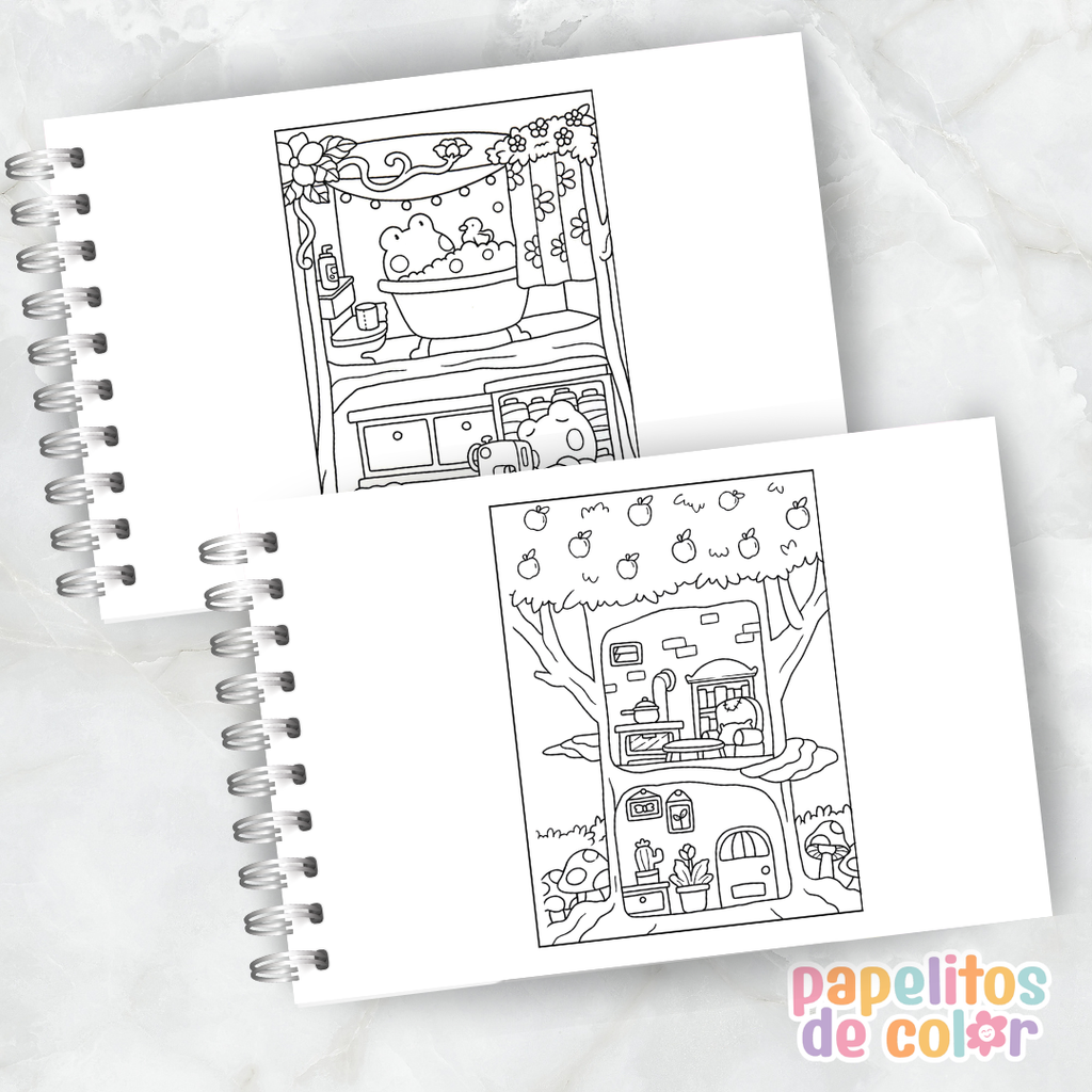 🏡☁️ Libro para Pintar Cozy Spaces ✨🎨