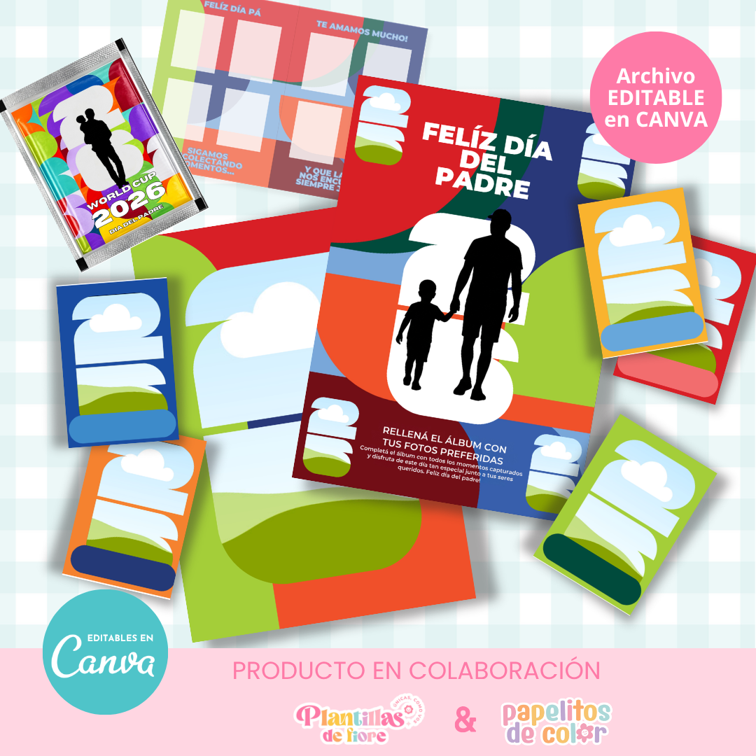 💙⚽ Álbum Mundial Día del Padre – Editable en Canva ⚽💙
