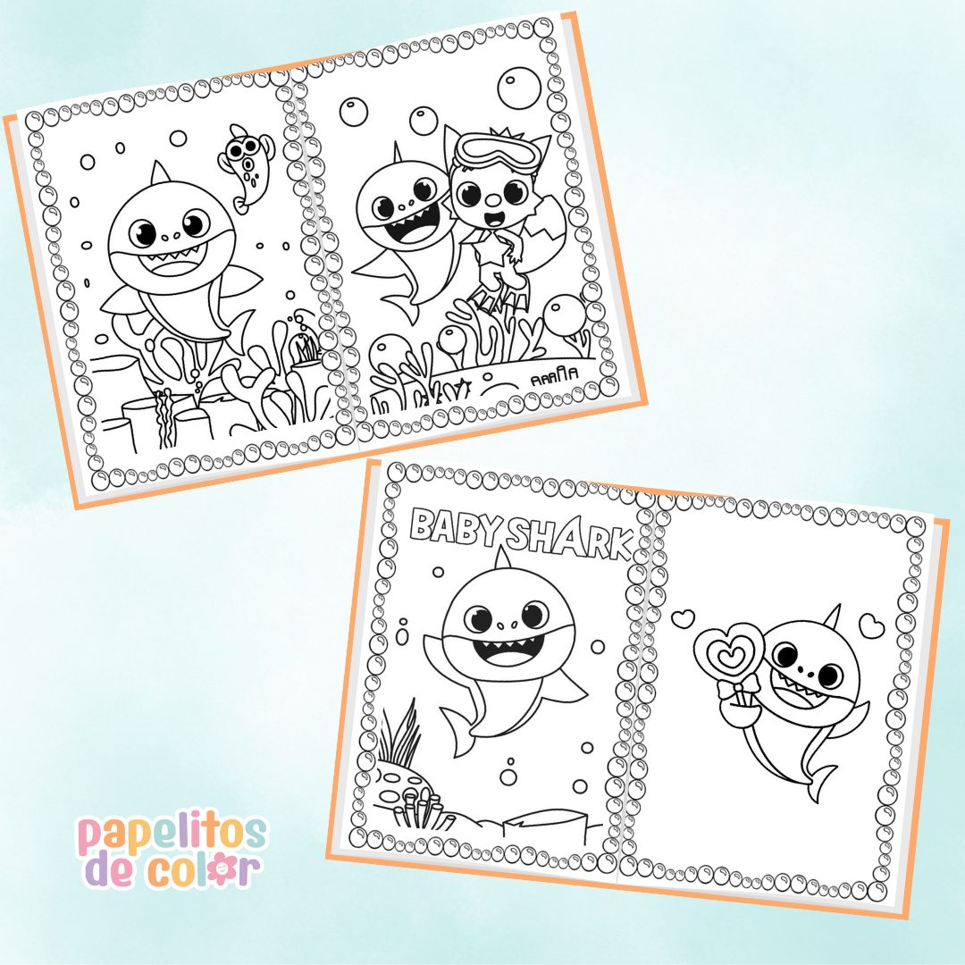 🎨 Libritos para Colorear A6 – Baby Shark (Abrochados)