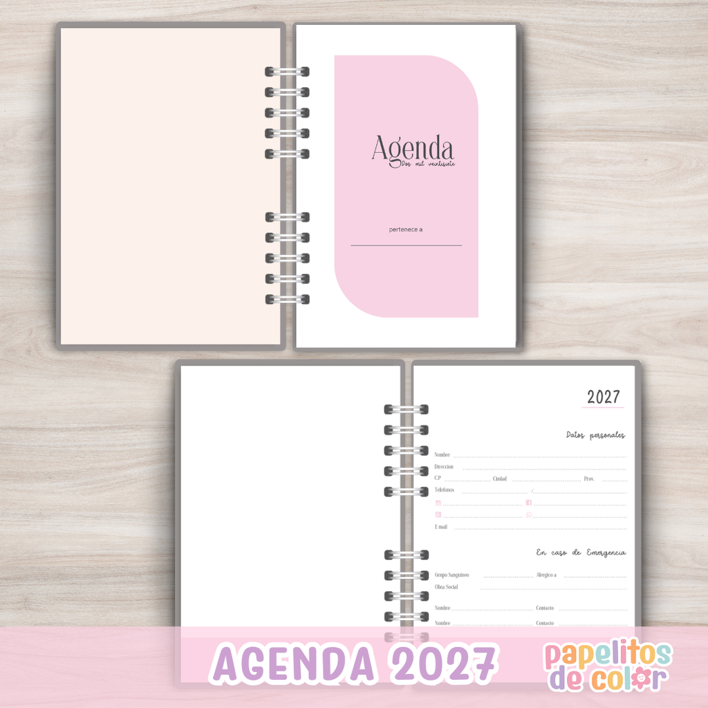🌸 Agenda Armonía - 2 Días por pagina 2027✨