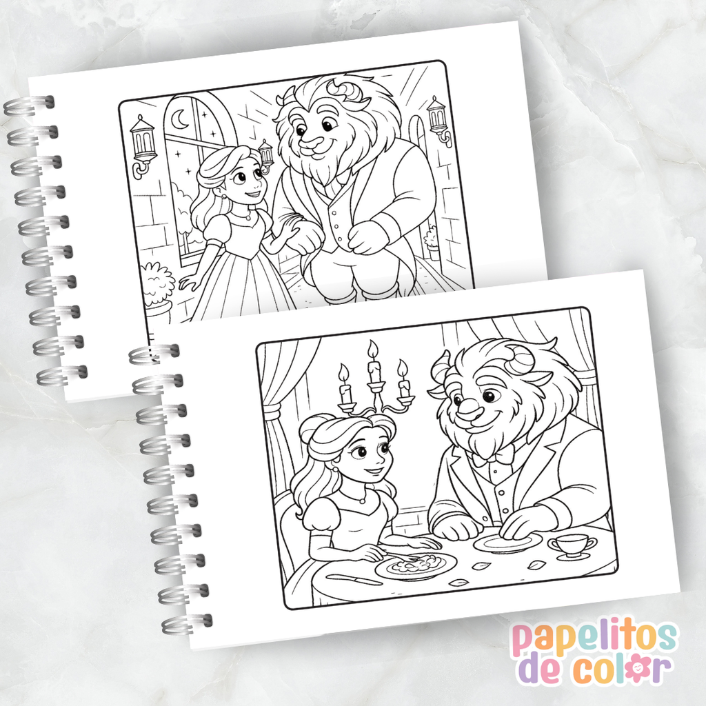 🌹 Libro para pintar La Bella y la Bestia 🌹