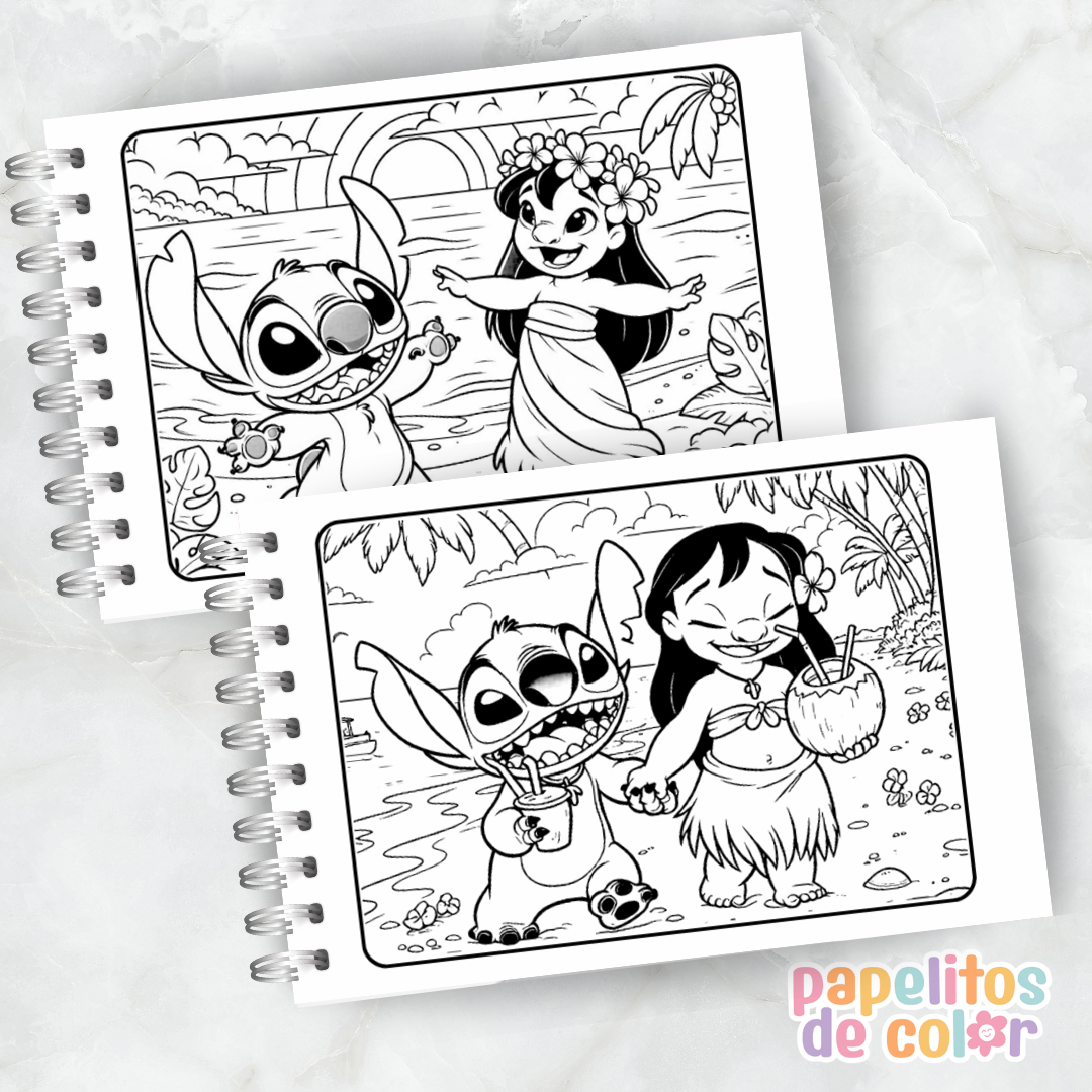 🌺 Libro para Pintar Lilo & Stitch 🐾✨
