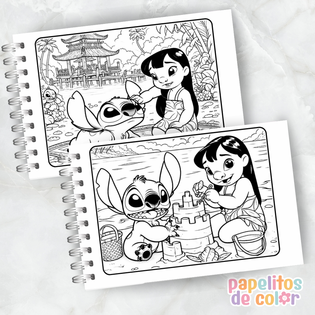 🌺 Libro para Pintar Lilo & Stitch 🐾✨