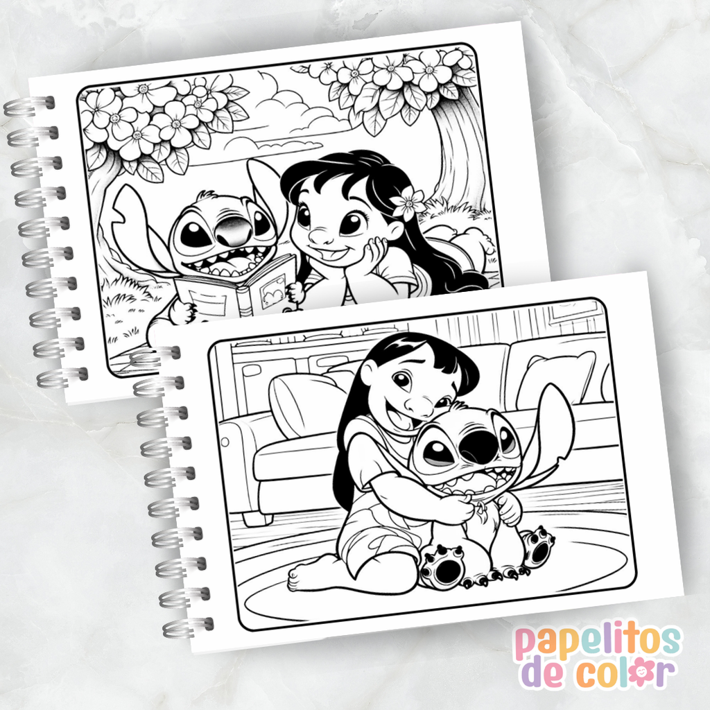 🌺 Libro para Pintar Lilo & Stitch 🐾✨