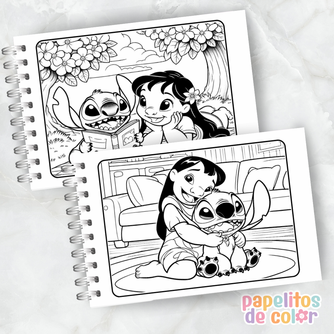 🌺 Libro para Pintar Lilo & Stitch 🐾✨