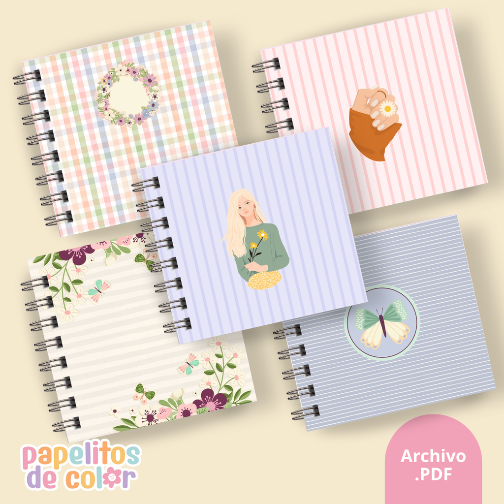 🌸 Pack de Portadas Floreadas 15 x 15 cm 🌸