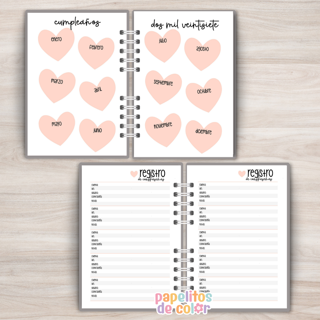 Agenda Pink Hearts 2027 💖✨