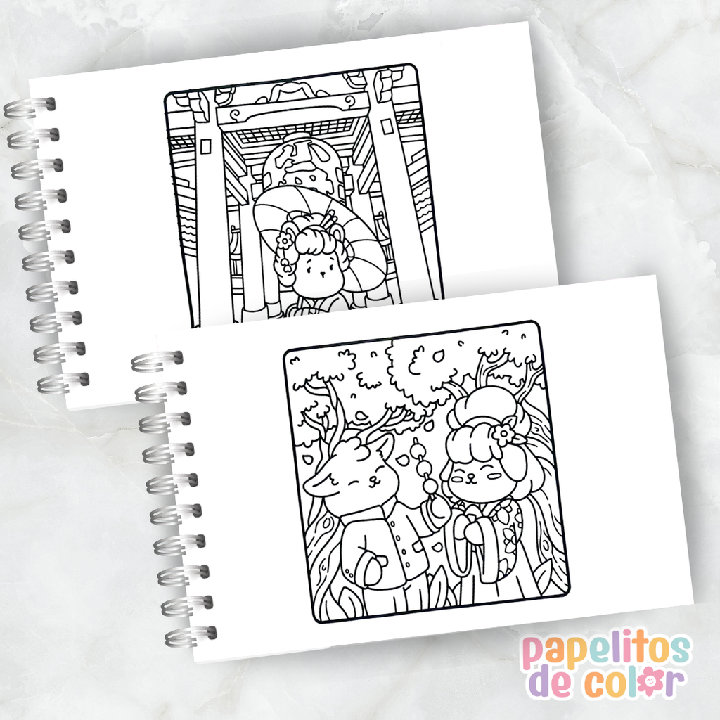 🖍️💖Libro para pintar Cute Japan 🎎🌸✨