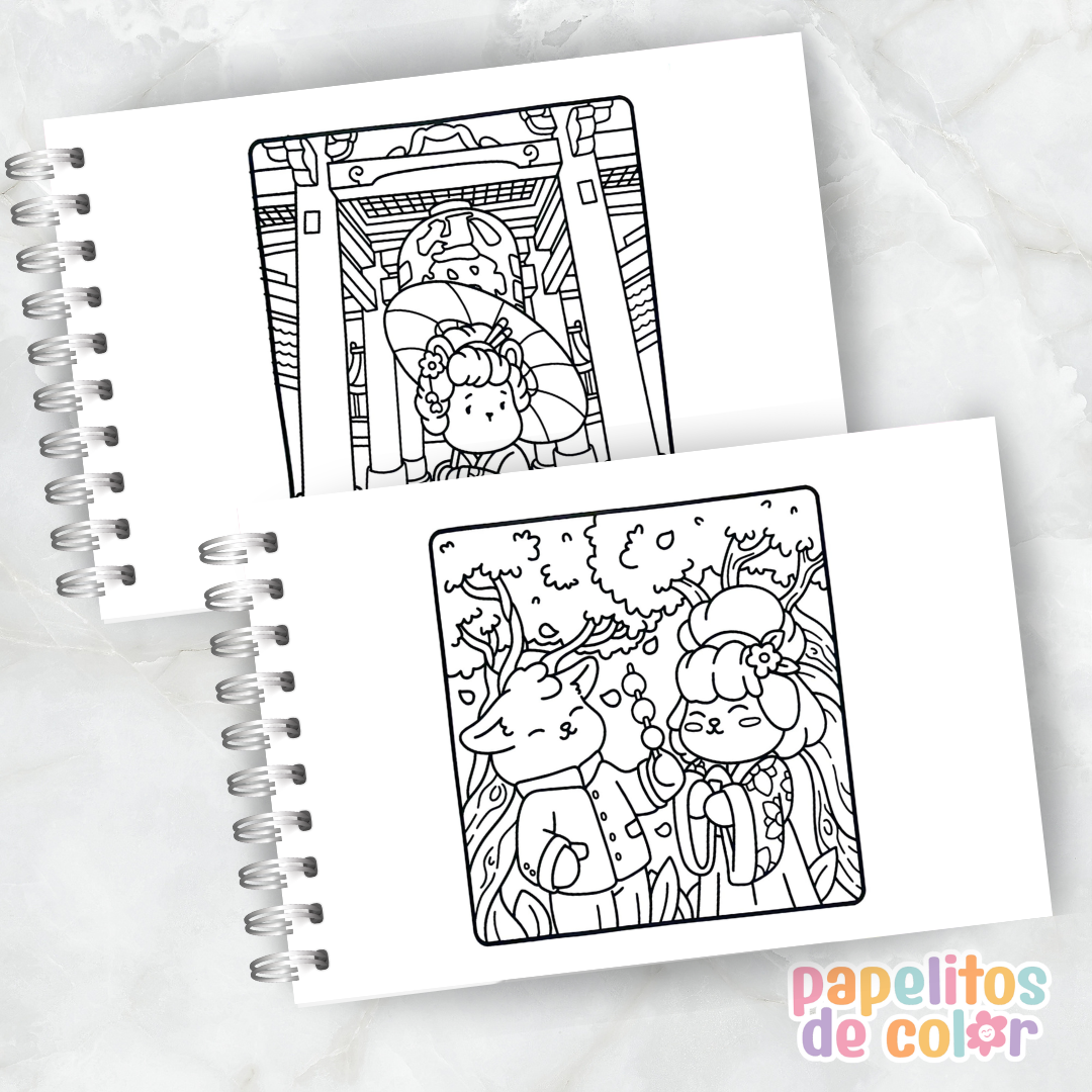 🖍️💖Libro para pintar Cute Japan 🎎🌸✨