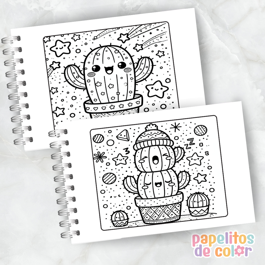 🎨 Libro para Pintar de Cactus 🌵💚✨