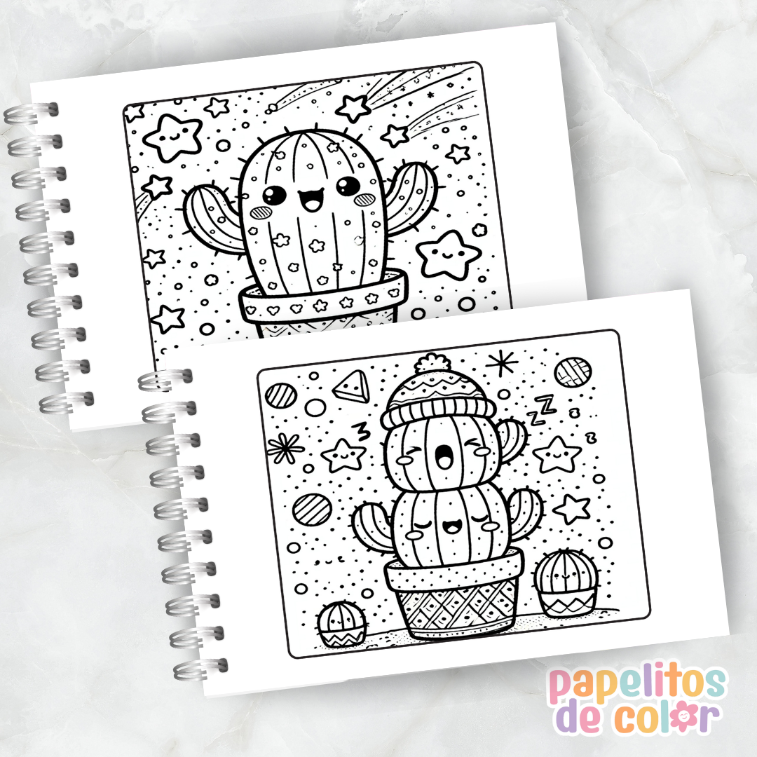 🎨 Libro para Pintar de Cactus 🌵💚✨