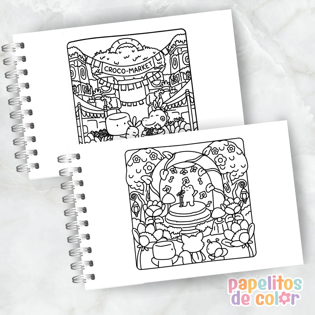 🧸🌈 Libro para Pintar Fuzzy Land ✨🎨