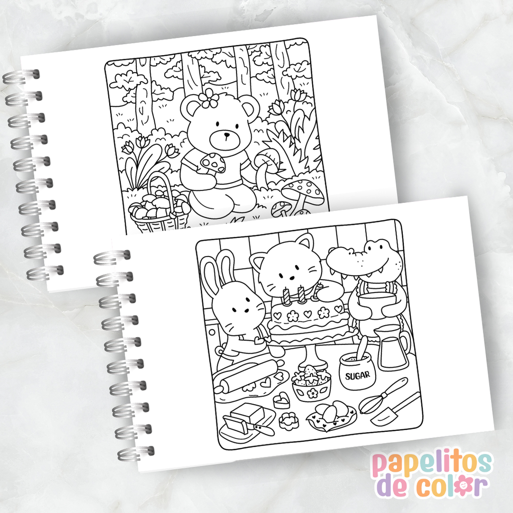 🏡🐻  Libro para Pintar Cottage Friends 🌿🎨