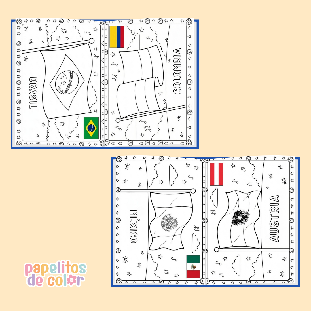 🌍⚽ Libro para Pintar Banderas – Mundial 2026 🎨✨