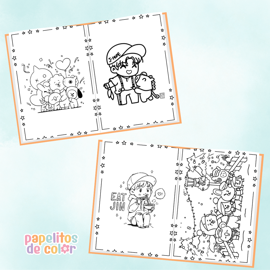 🎤 Libritos para Colorear A6 – BTS (Abrochados)