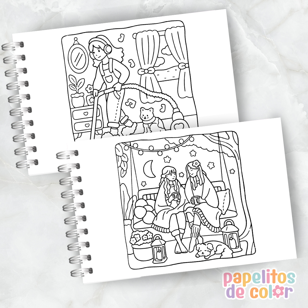 🌸☁️ Libro para Pintar Moments of Calm ✨🎨