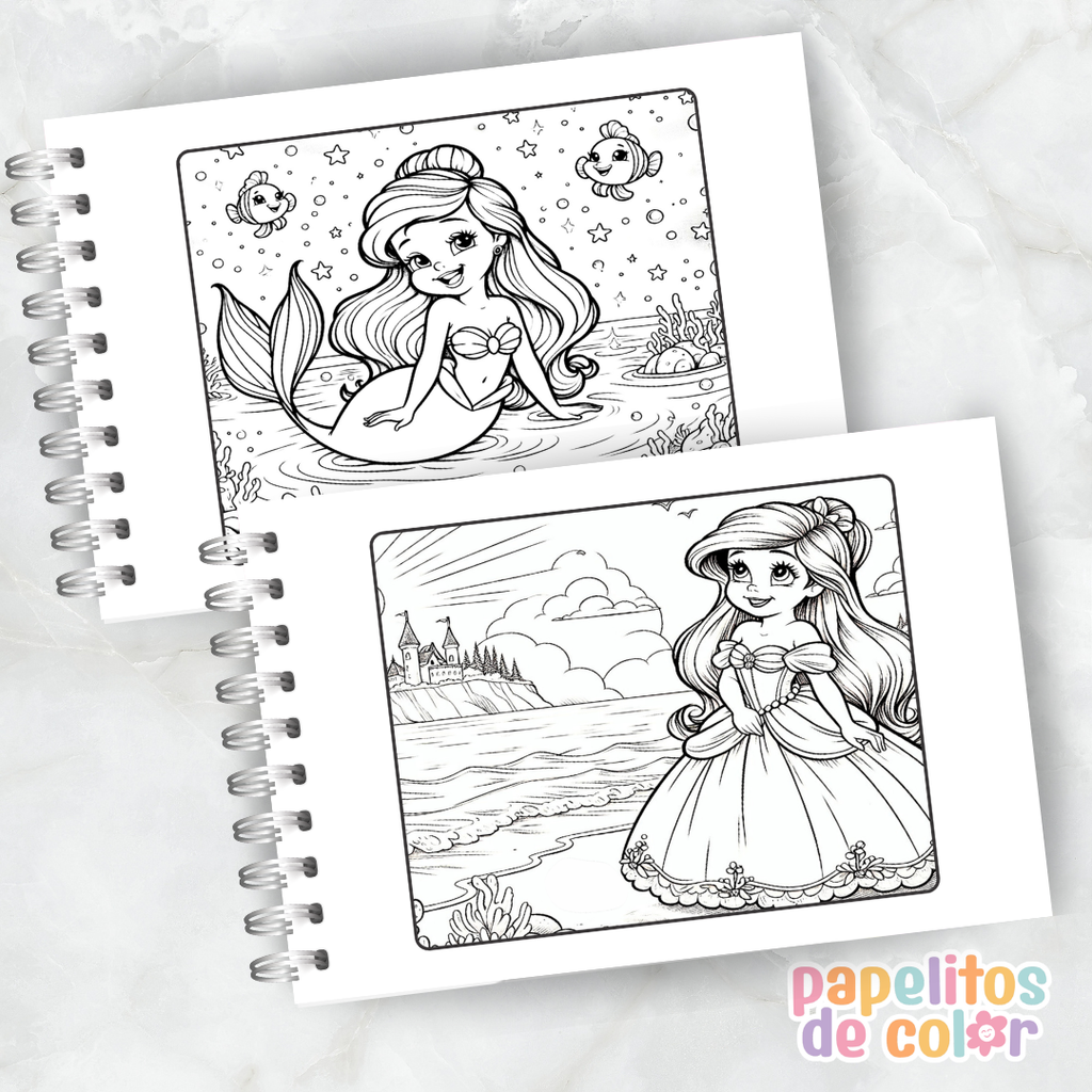 🧜‍♀️🌊 Cuaderno para pintar La Sirenita 🌊🧜‍♀️