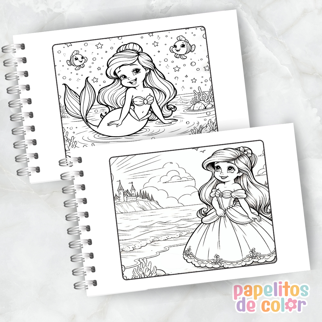 🧜‍♀️🌊 Cuaderno para pintar La Sirenita 🌊🧜‍♀️