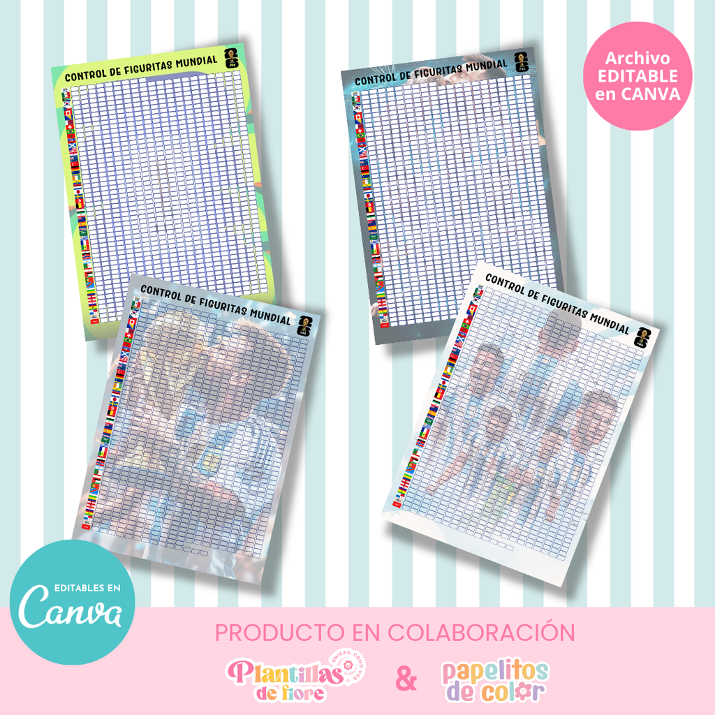 ⚽📋 Control de Figuritas Álbum Panini – Editables en Canva ✨🎨