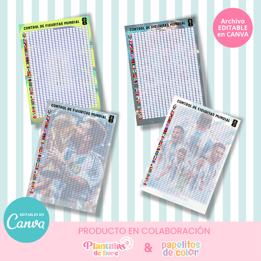 ⚽📋 Control de Figuritas Álbum Panini – Editables en Canva ✨🎨
