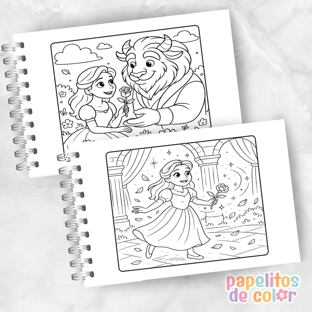 🌹 Libro para pintar La Bella y la Bestia 🌹