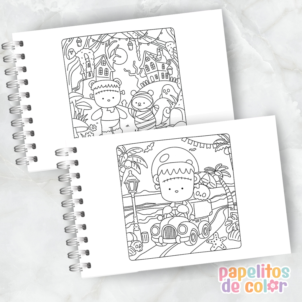 👻🖤 Cuaderno para pintar Spooky Friends ✨🎨