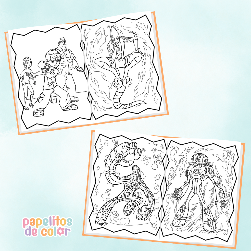 👽 Libritos para Colorear A6 – Ben 10 (Abrochados)