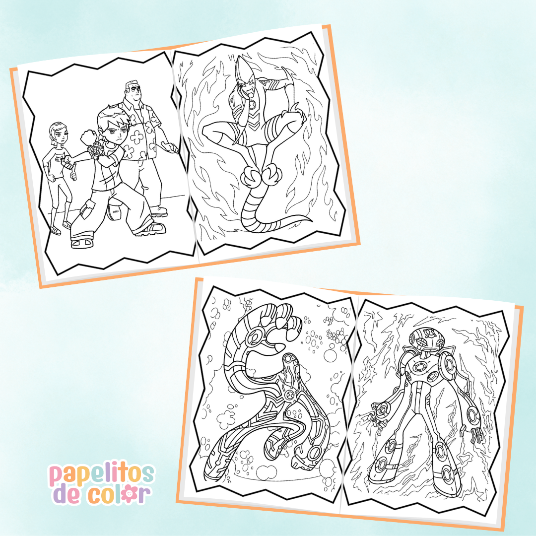👽 Libritos para Colorear A6 – Ben 10 (Abrochados)