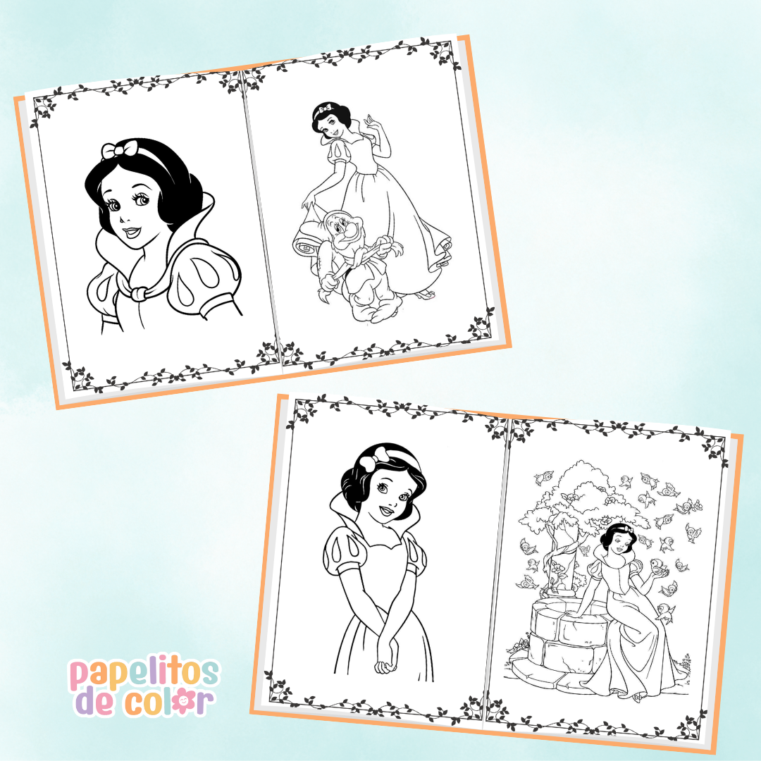 🍎 Libritos para Colorear A6 – Blancanieves (Abrochados)
