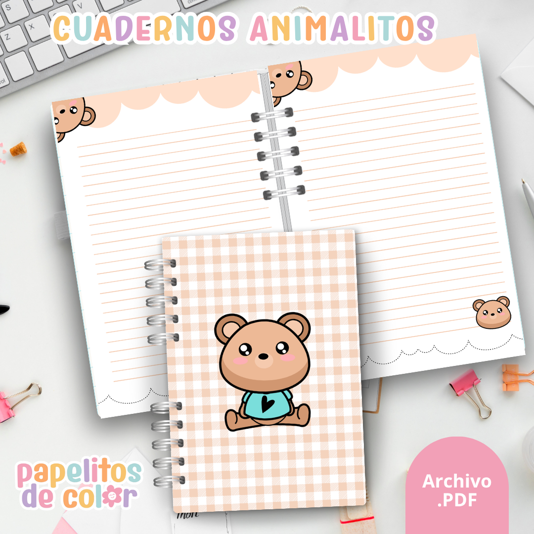 Cuadernos Animalitos Cute 🐻🐰🐱